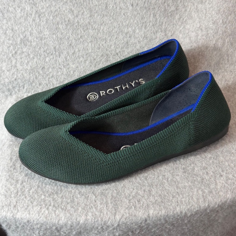 Rothy's Mary Jane Ballet Flats Women 7 Forest Green Round Toe Luxury Round Toe
